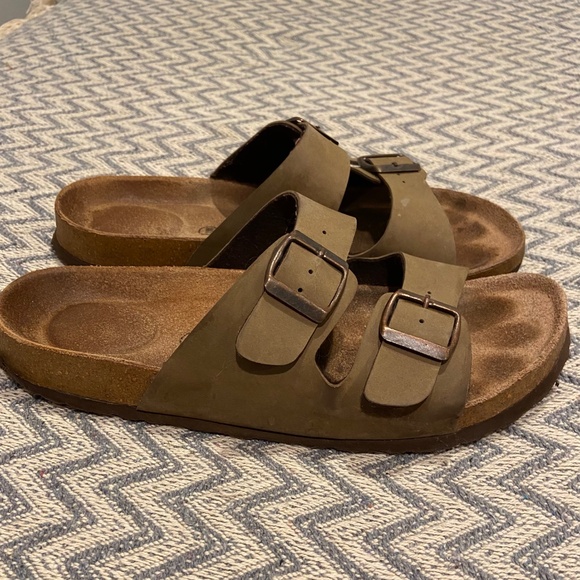 CUSHIONAIRE Lane Tan Double Buckle Cork Footbed Sandals – Size 10 - Picture 7 of 9